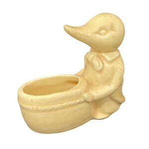 Vintage Penguin Butler with Basket Art Pottery Planter Kitschy Home Decor Office